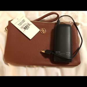 Power cell phone charger and wristlet purse